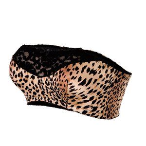 Fits 40B 40C 40D Glamorise Strapless Bra Bandeau Stretch Bralette LEOPARD NEW